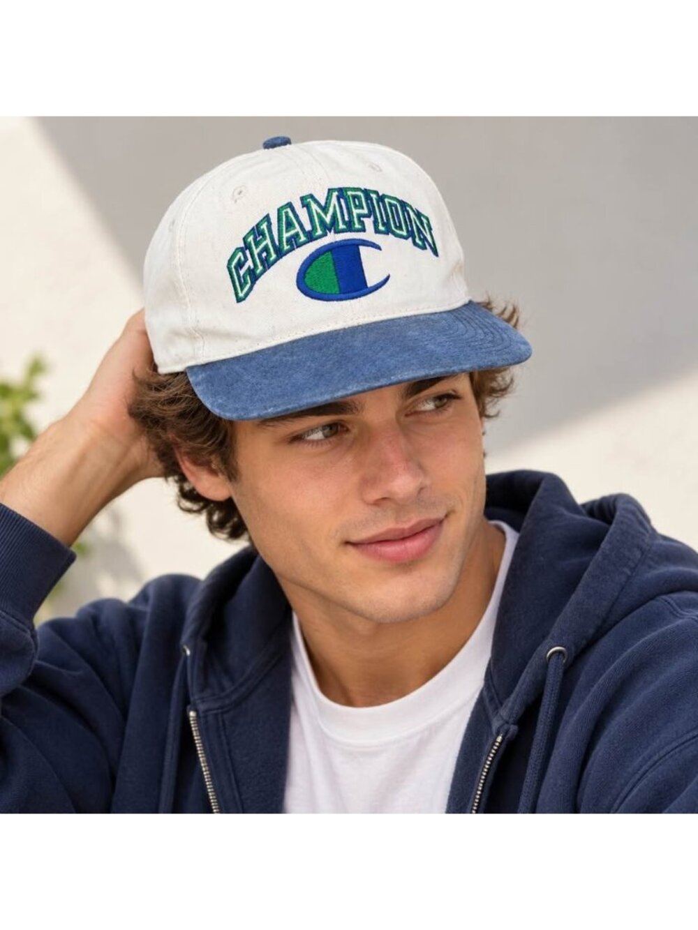 Vintage Champion Snapback Hat Suede Brim 90s Style